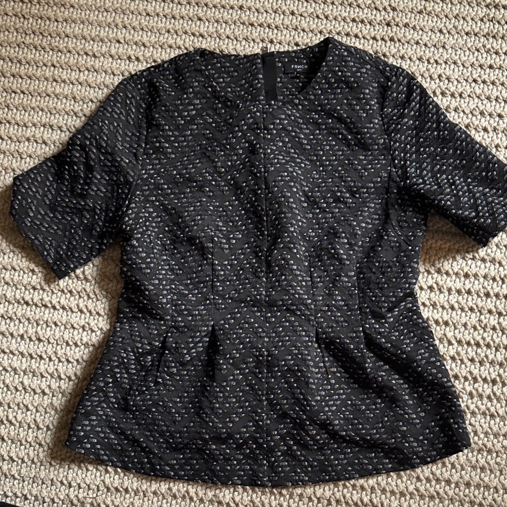 FRNCH Black and Gray Patterned Blouse
